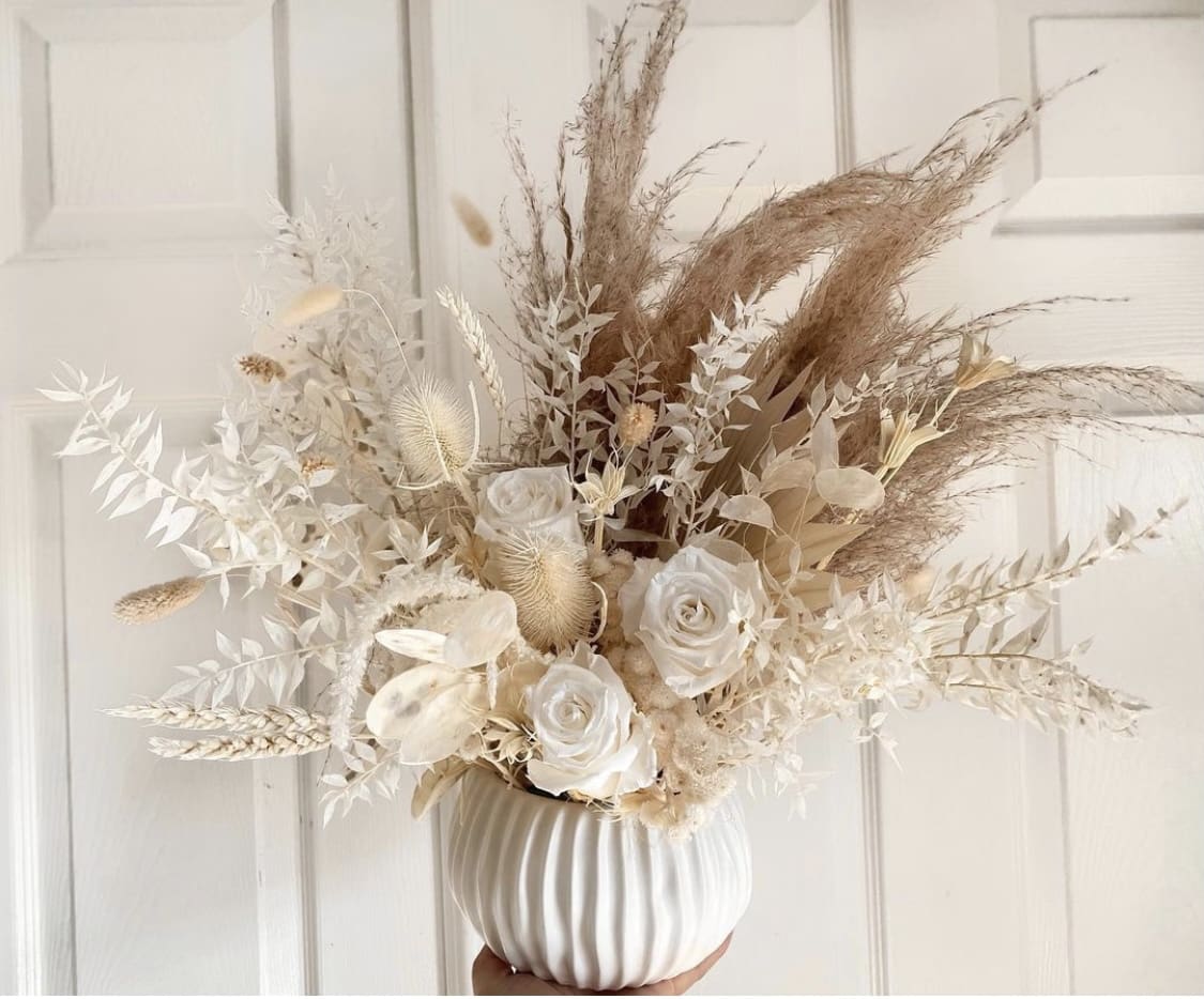 Flower arrangment made in Westminster, CA, Orange County, by Bolsa Florist, product is called Pampas Pixie