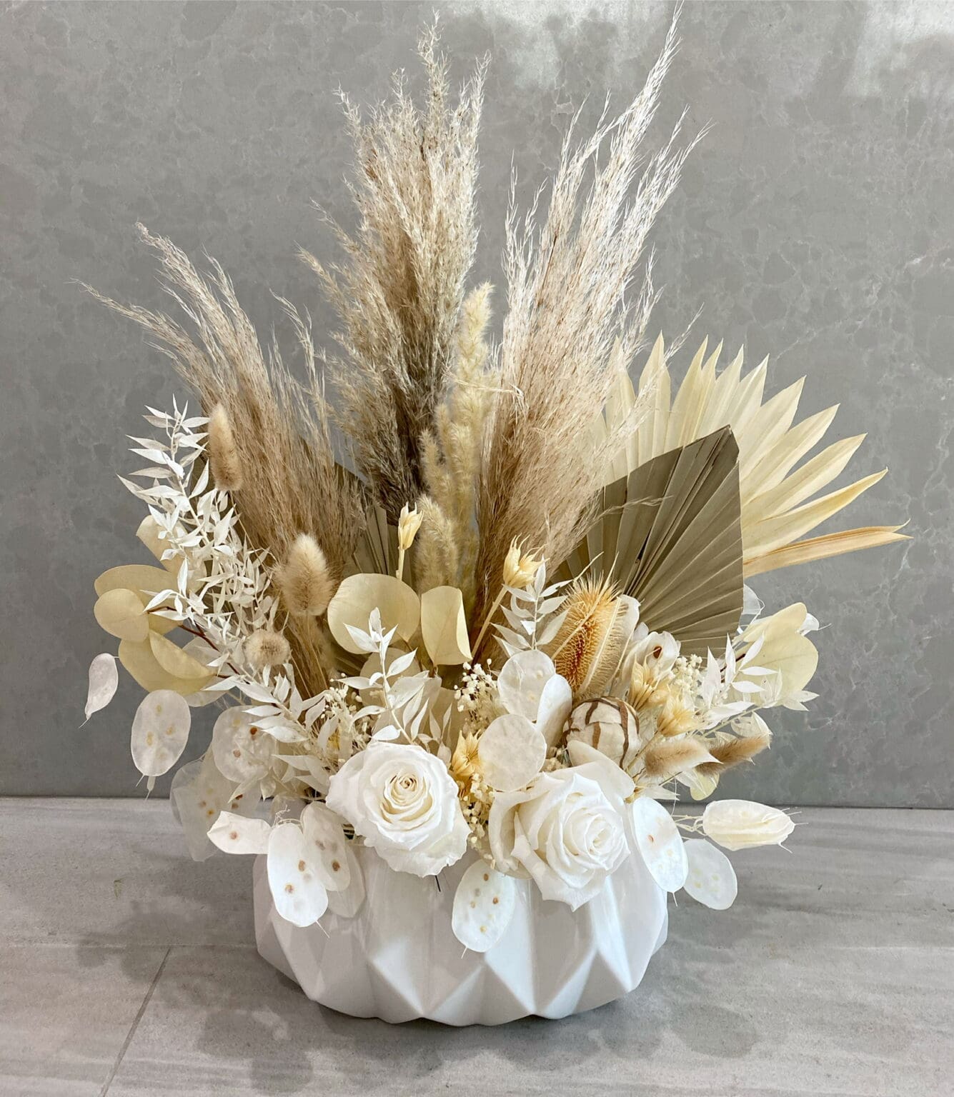 Flower arrangment made in Westminster, CA, Orange County, by Bolsa Florist, product is called Pampas Chloe