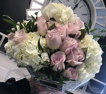 Flower arrangment made in Westminster, CA, Orange County, by Bolsa Florist, product is called Boundless - Wrapped Bouquet